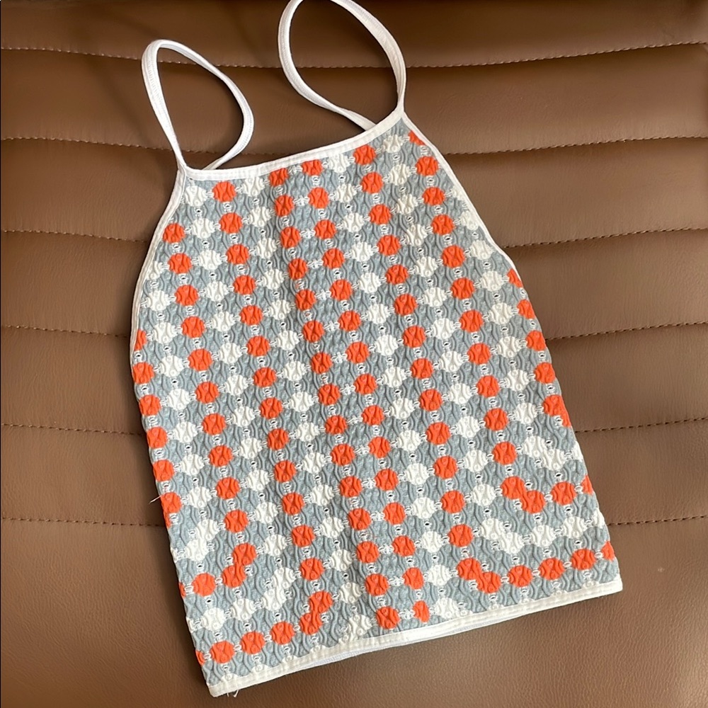 Free people high neck Orange and Gray Patterned Top NWOT